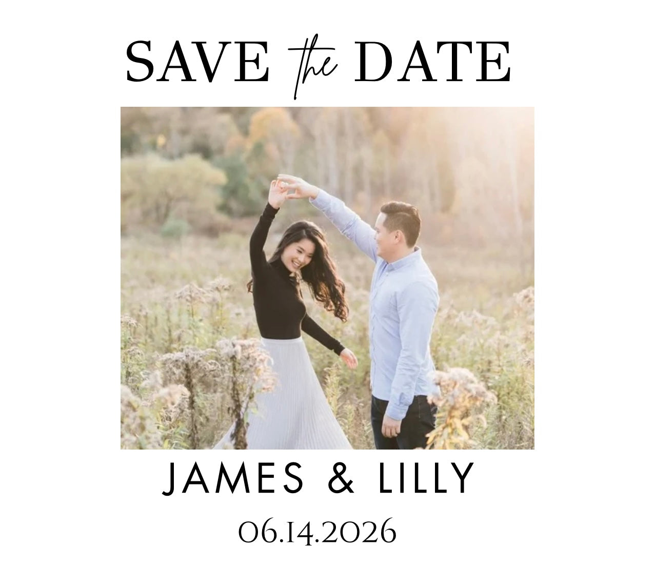 Save the Dates in 2.5 x 3.5” + Backer Card