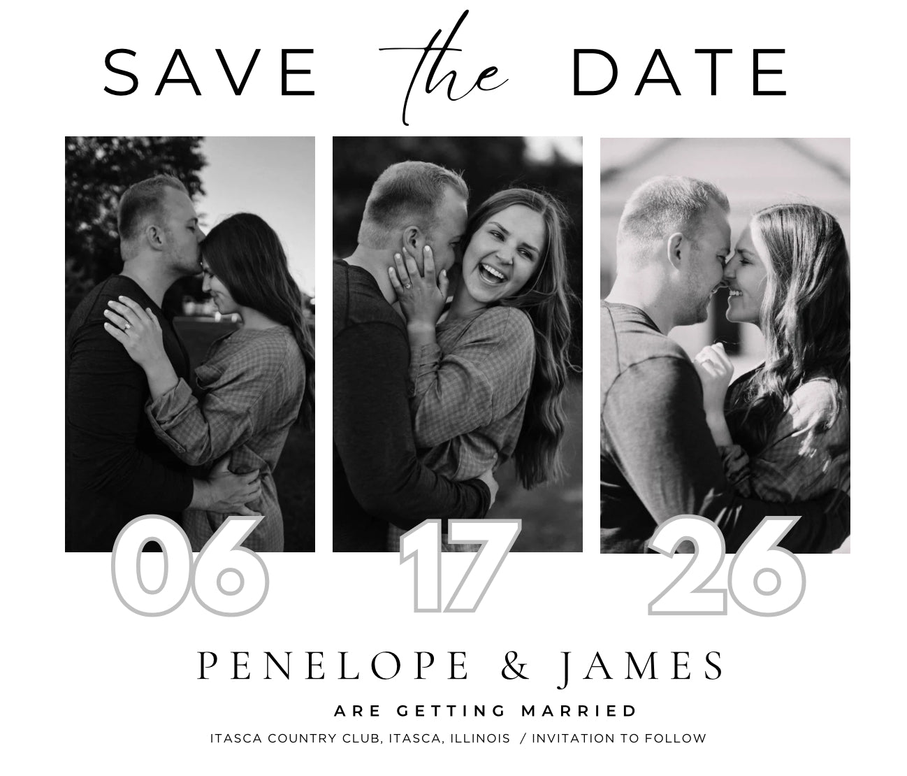 Save the Dates in 2.5 x 3.5” + Backer Card