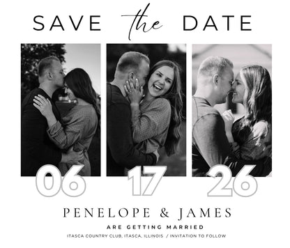Save the Dates in 2.5 x 3.5” + Backer Card